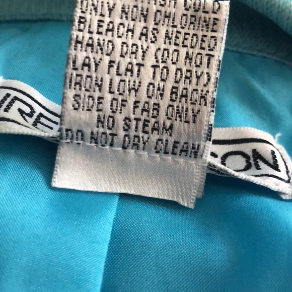 SZ L 100% COTTON JACKET (FAUX LEATHER LOOK) ZIP POCKETS TURQUOISE LIGHTWEIGHT - Picture 8 of 8